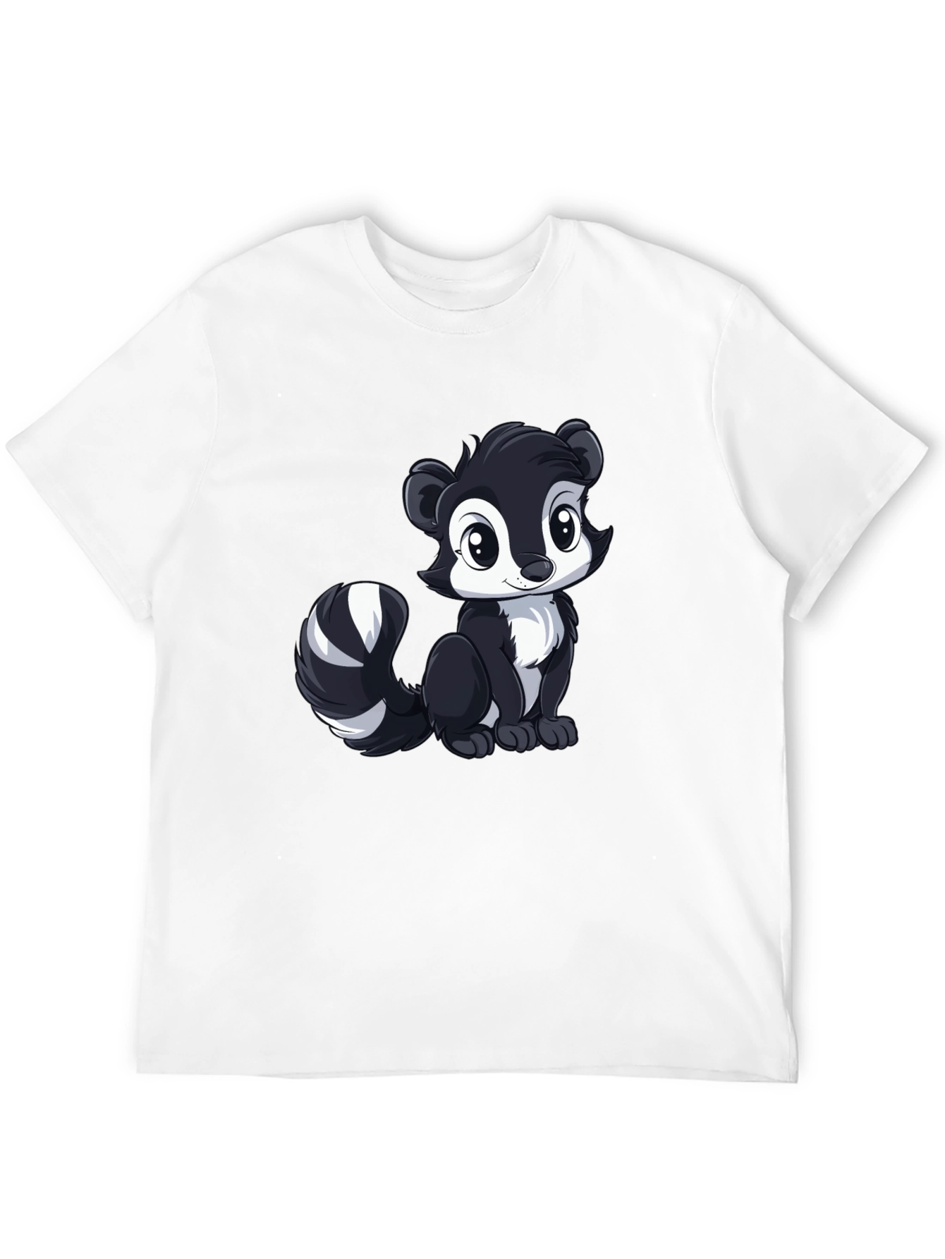 Cute Skunk Graphic Tee - Black Cotton Shirt