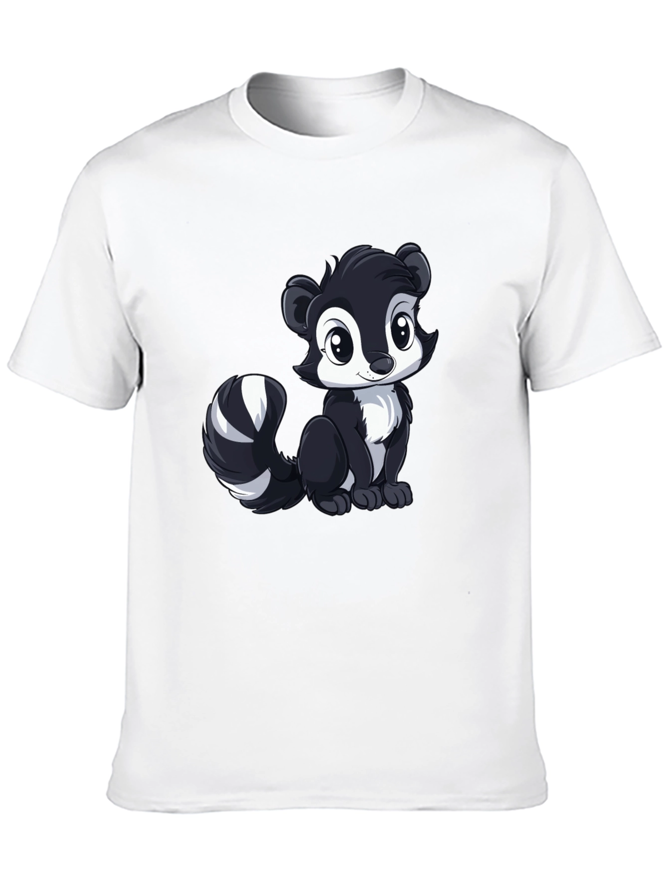 Cute Skunk Graphic Tee - Black Cotton Shirt