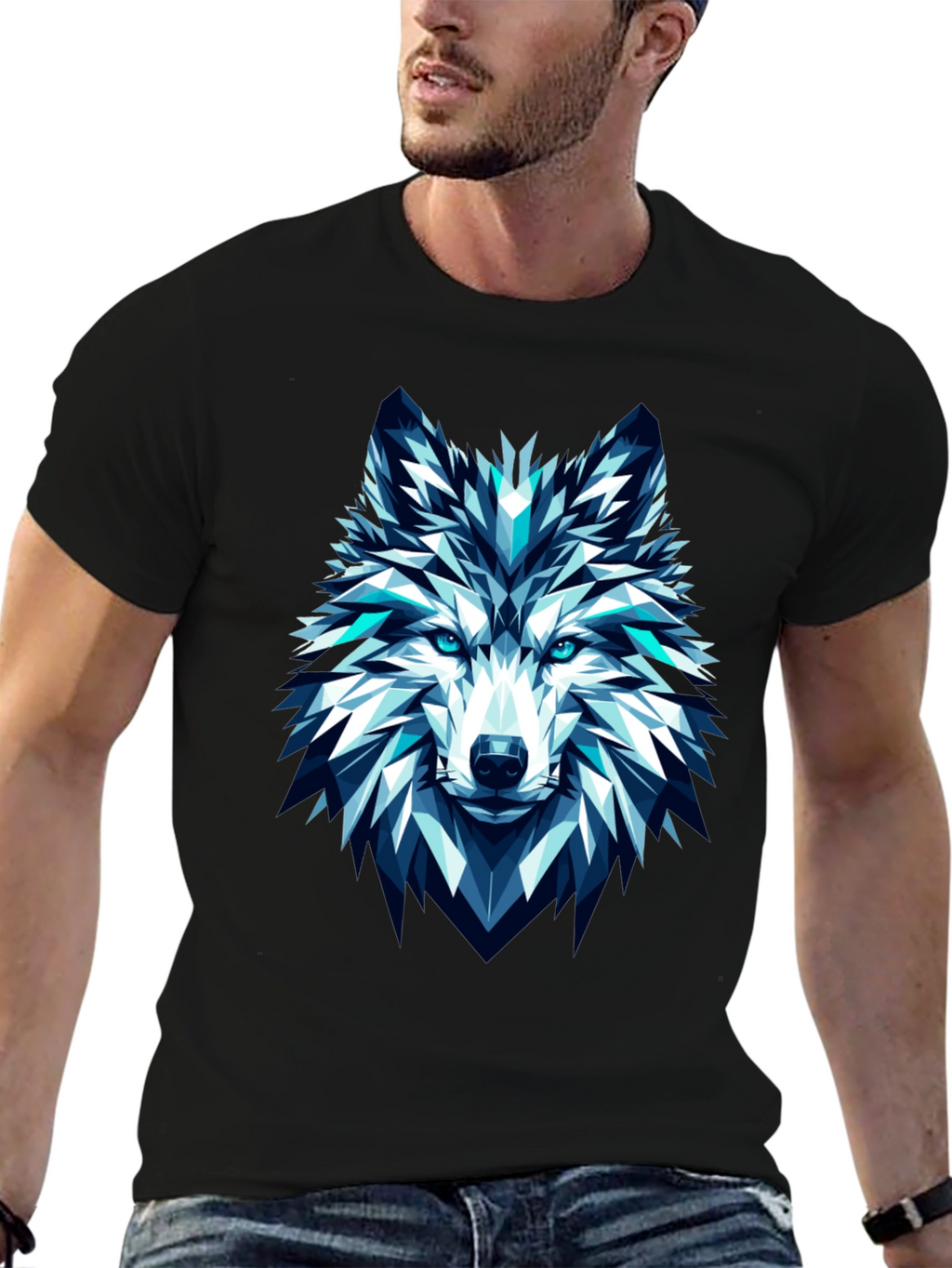 Geometric Wolf Graphic Tee - Modern Art T-Shirt