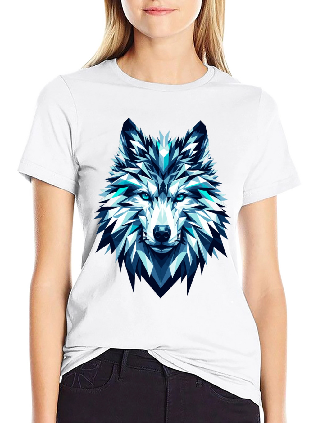 Geometric Wolf Graphic Tee - Modern Art T-Shirt