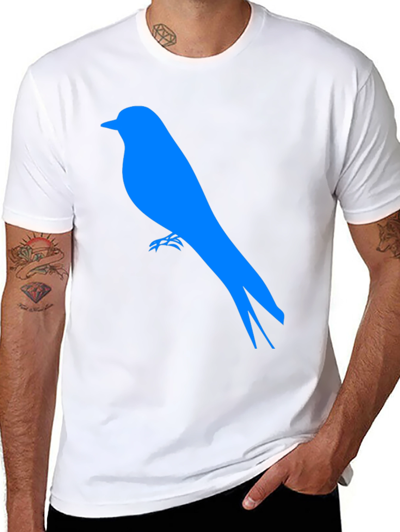 Blue Bird Graphic Tee - Black Casual Shirt