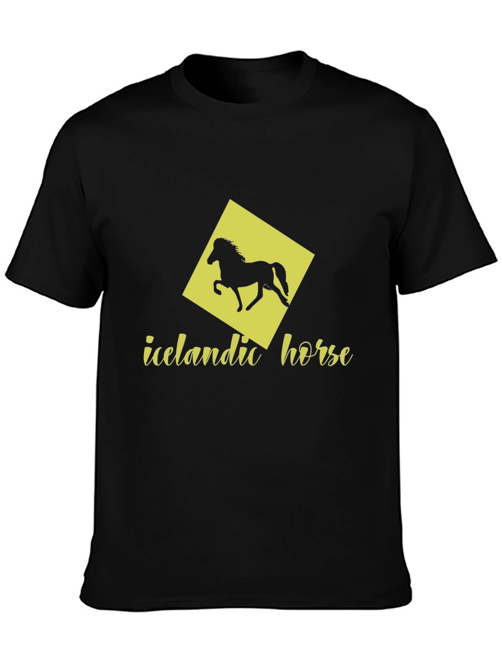 Icelandic Horse Graphic Tee - Black Cotton T-Shirt