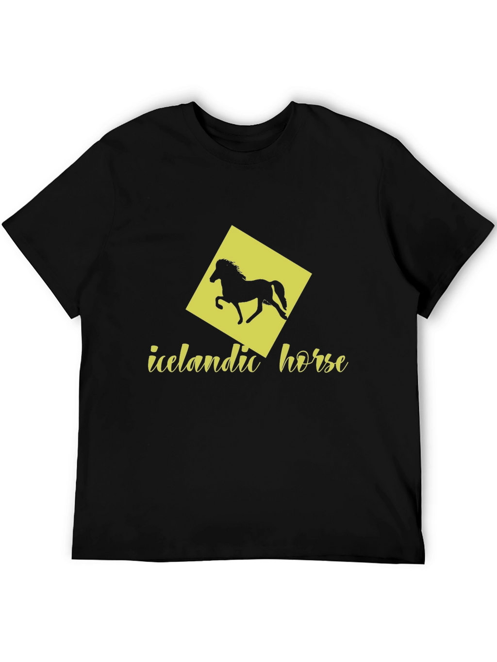 Icelandic Horse Graphic Tee - Black Cotton T-Shirt