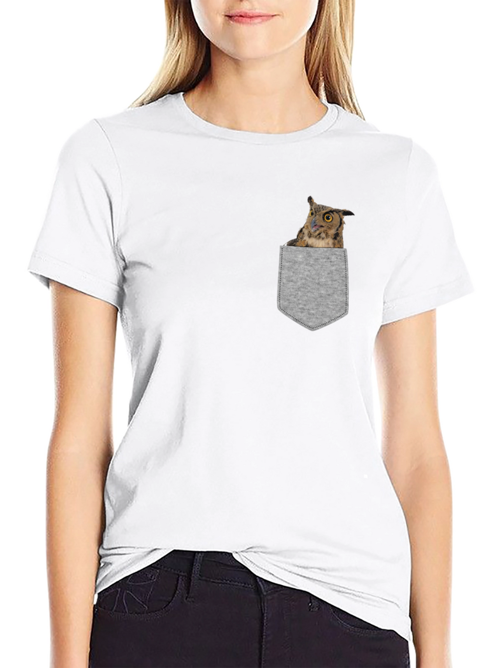 Owl in Pocket Graphic Tee - Soft Cotton Blend