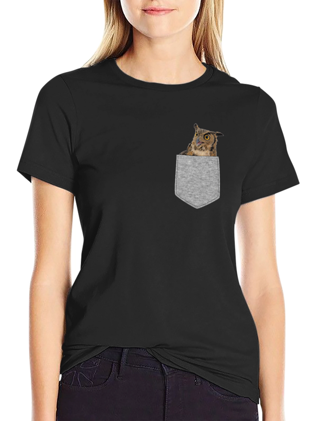 Owl in Pocket Graphic Tee - Soft Cotton Blend