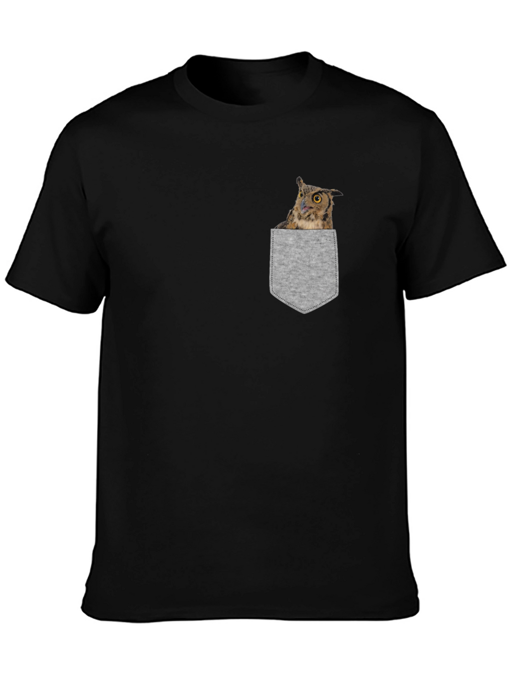 Owl in Pocket Graphic Tee - Soft Cotton Blend