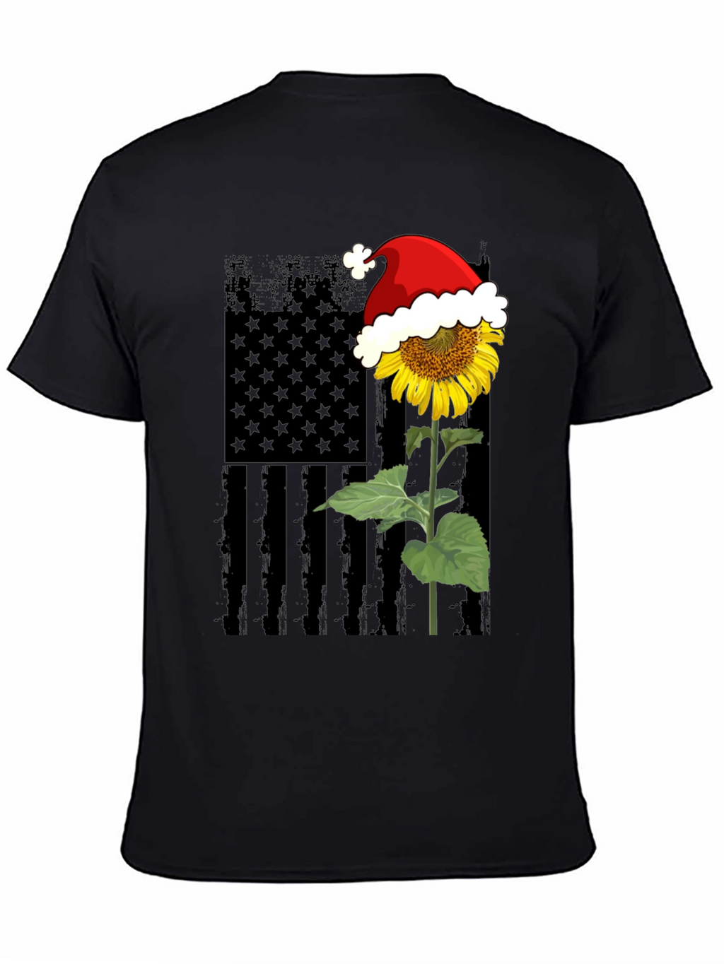 Sunflower American Flag Santa Hat T-Shirt