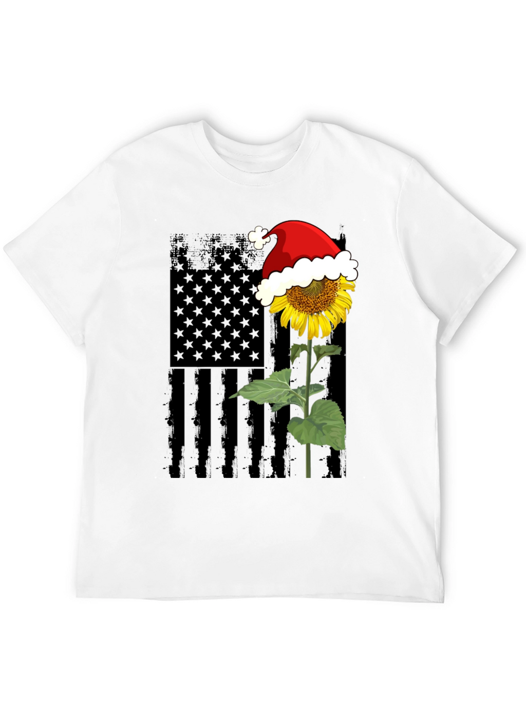 Sunflower American Flag Santa Hat T-Shirt
