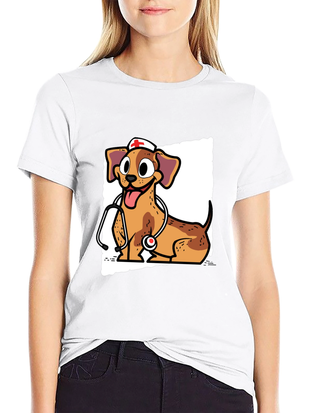 Dog Nurse T-Shirt - Cute Cartoon Design