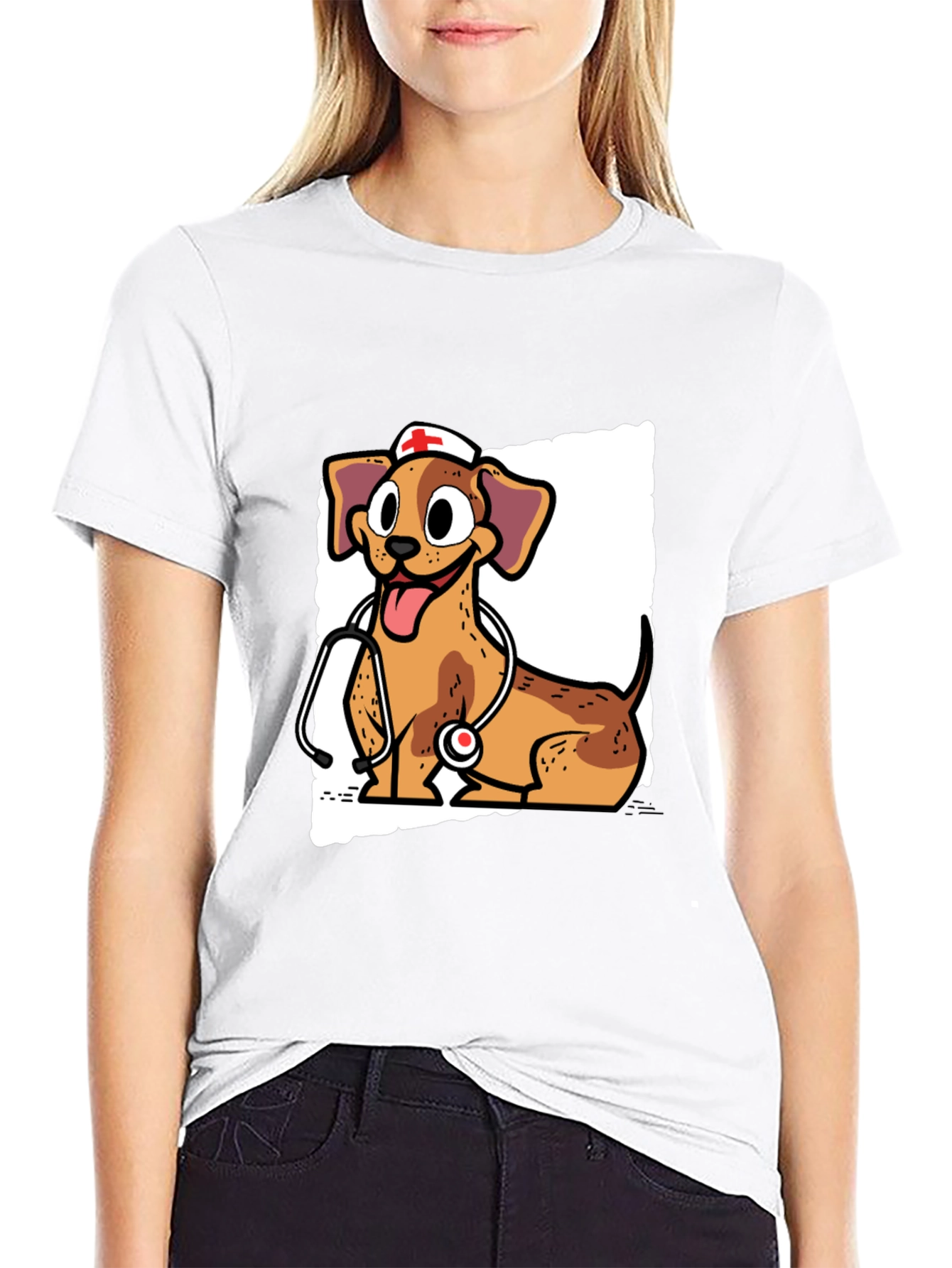 Dog Nurse T-Shirt - Cute Cartoon Design