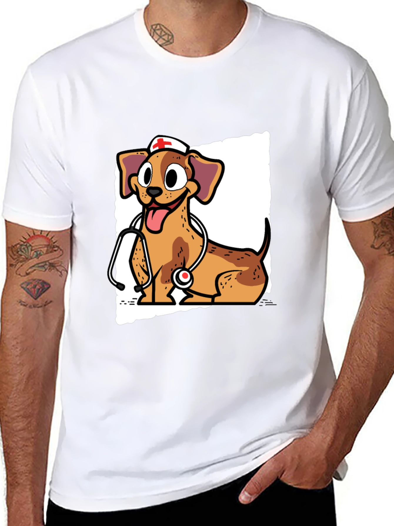 Dog Nurse T-Shirt - Cute Cartoon Design