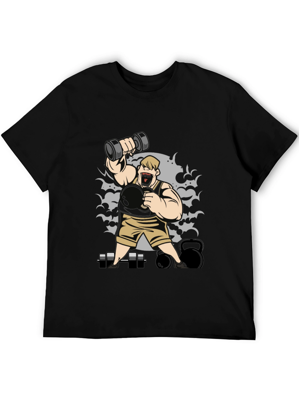 Weightlifting Cartoon Graphic T-Shirt