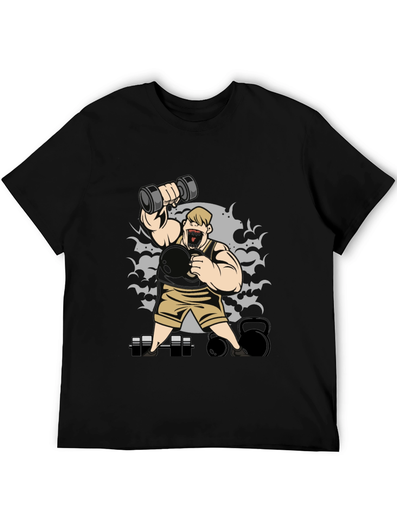 Weightlifting Cartoon Graphic T-Shirt
