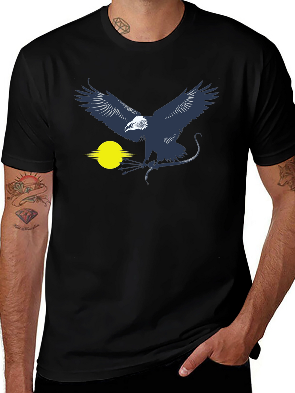 Eagle Graphic T-Shirt - Black Cotton Blend