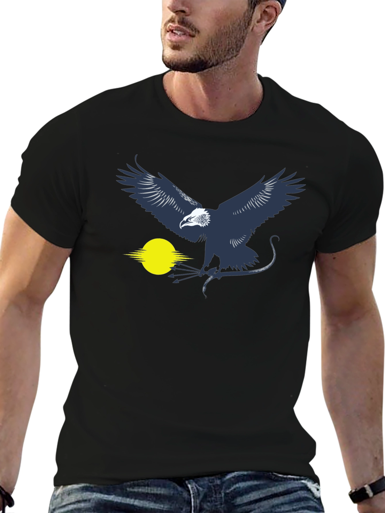 Eagle Graphic T-Shirt - Black Cotton Blend