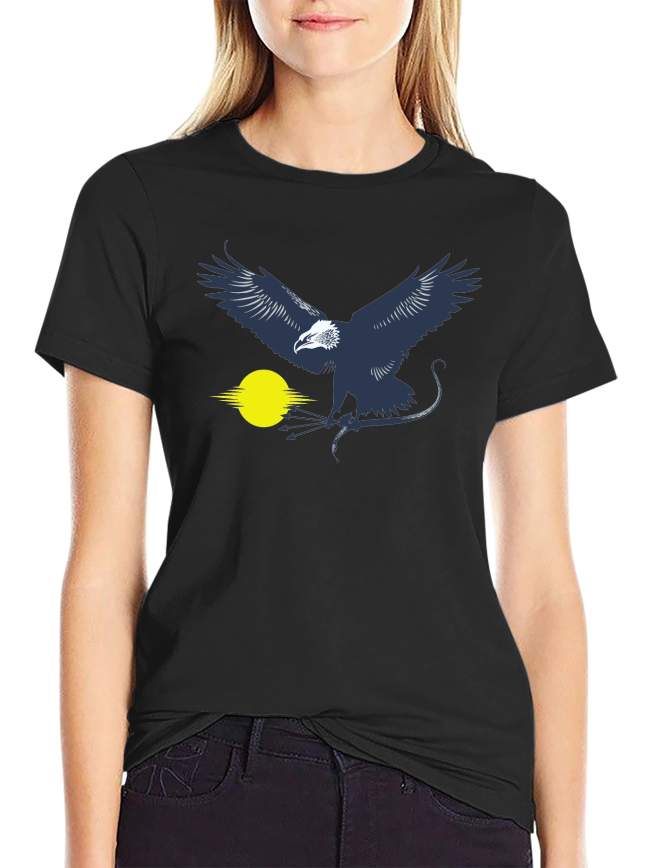 Eagle Graphic T-Shirt - Black Cotton Blend