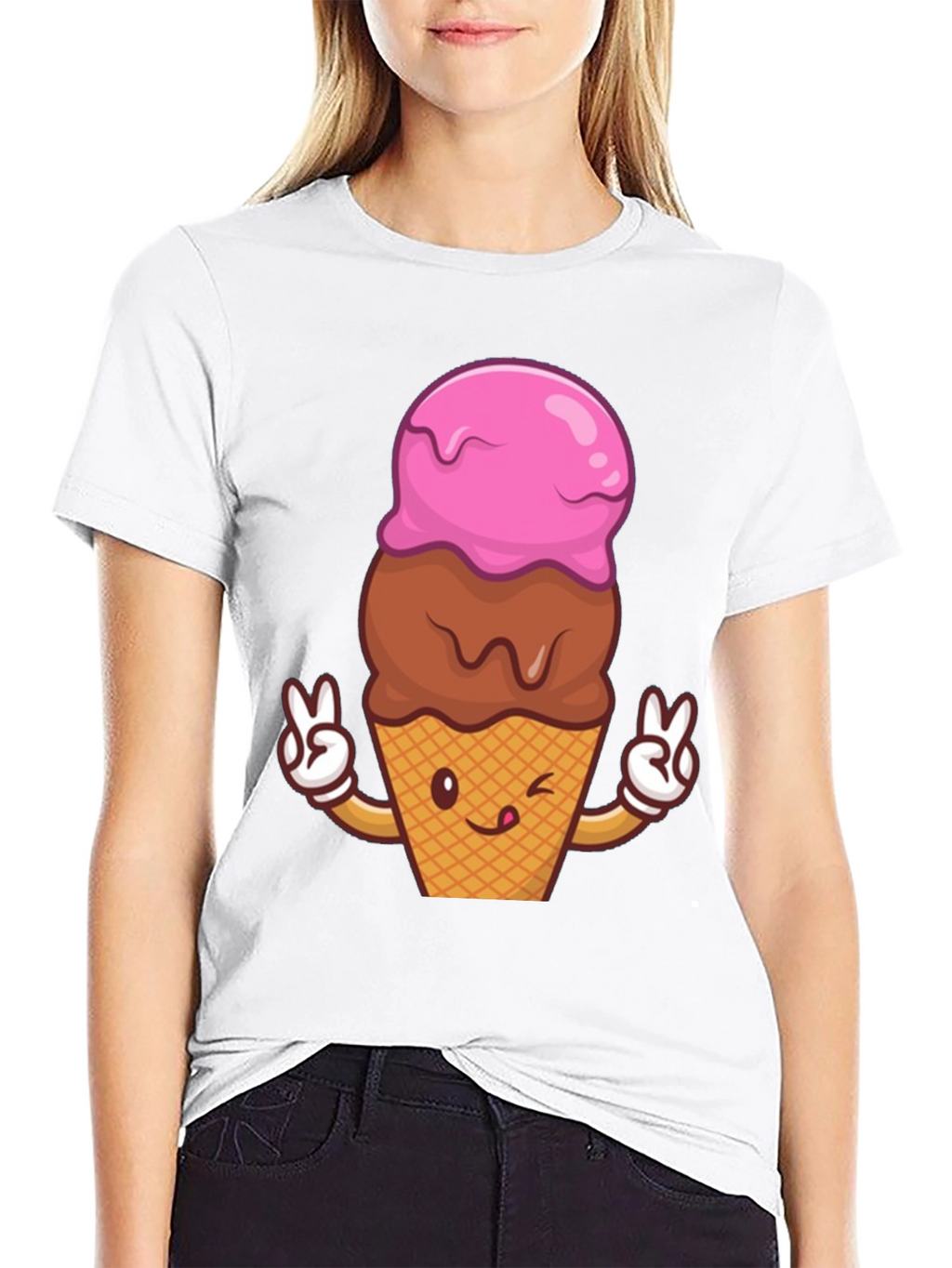 Ice Cream Cone Peace Sign Graphic Tee