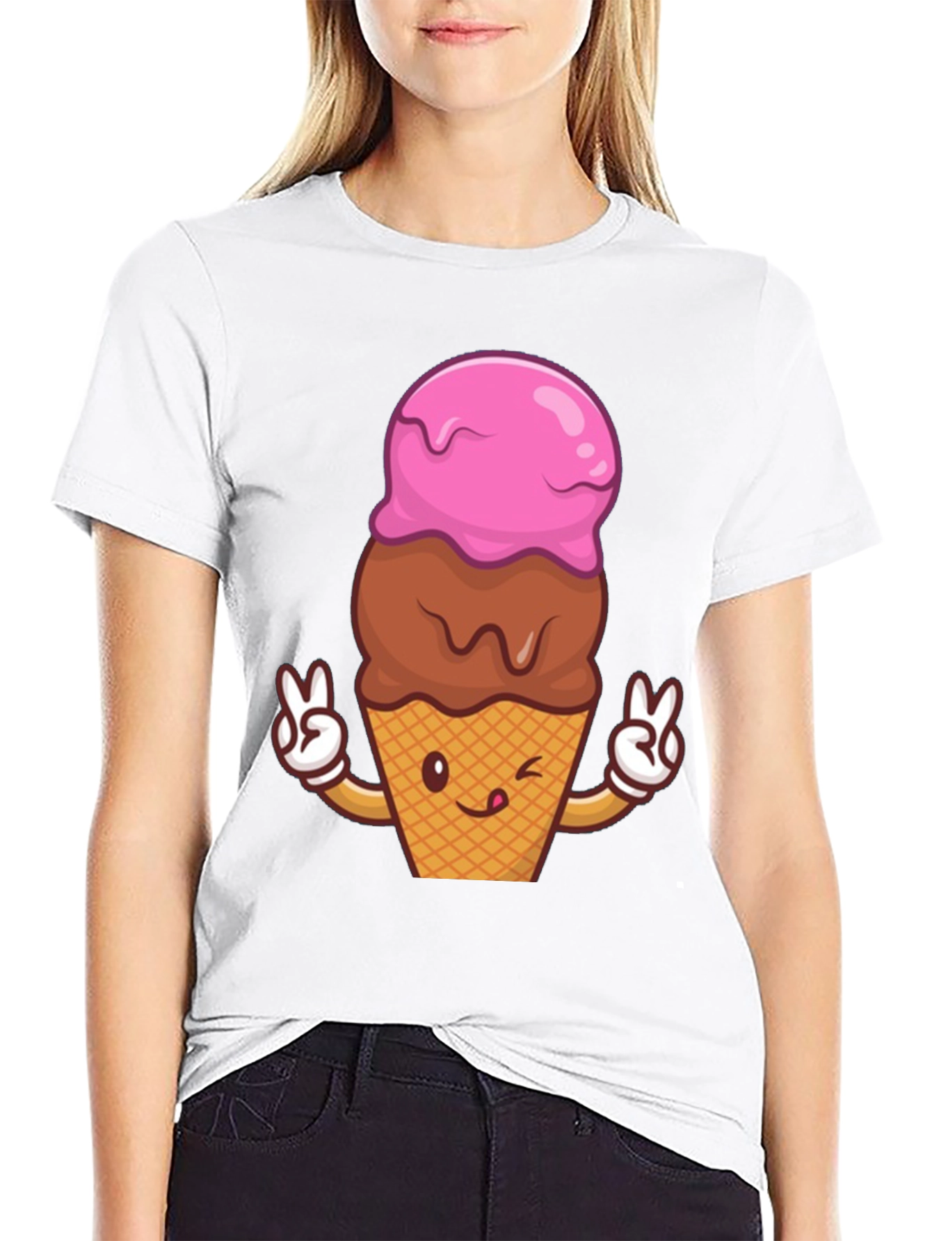 Ice Cream Cone Peace Sign Graphic Tee