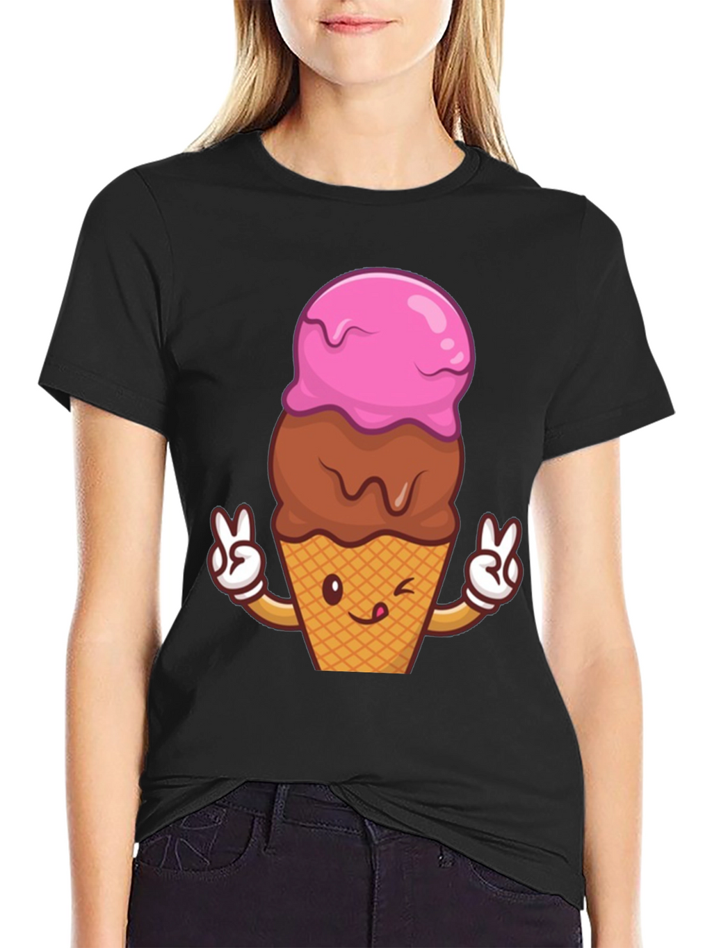 Ice Cream Cone Peace Sign Graphic Tee