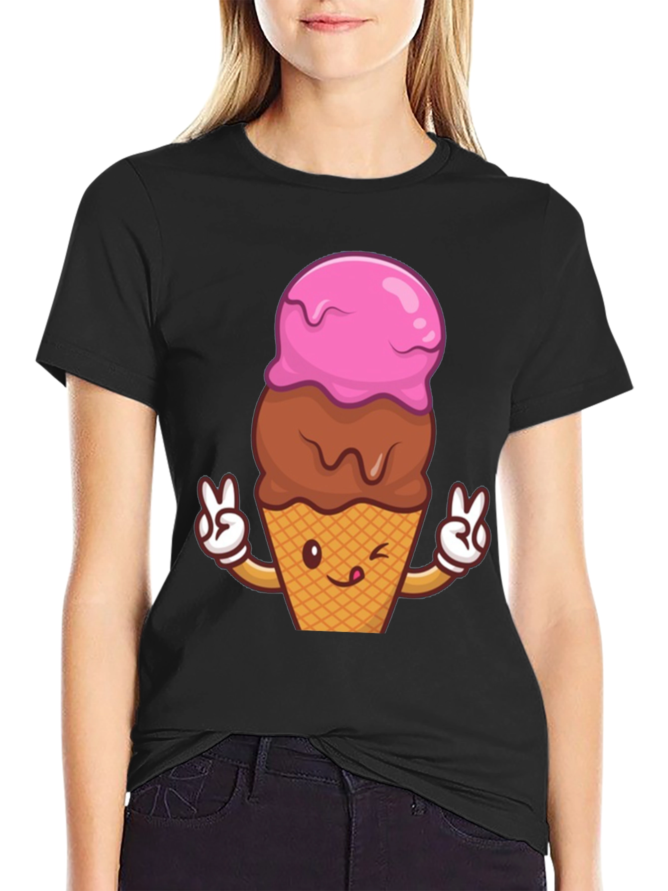 Ice Cream Cone Peace Sign Graphic Tee