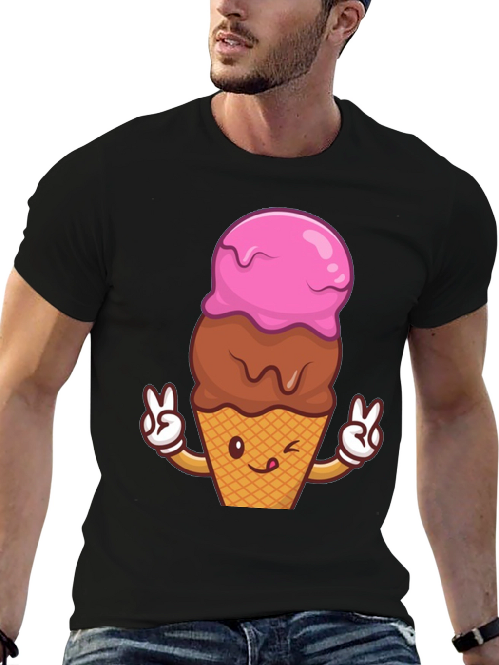 Ice Cream Cone Peace Sign Graphic Tee