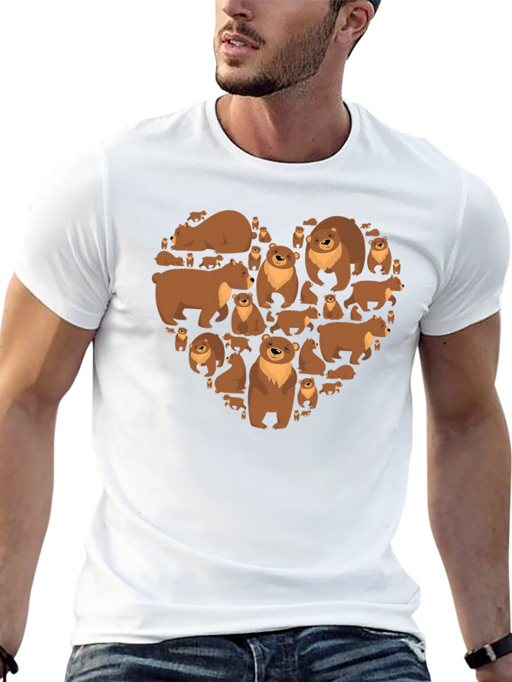 Bear Heart Graphic T-Shirt - Casual Black Tee