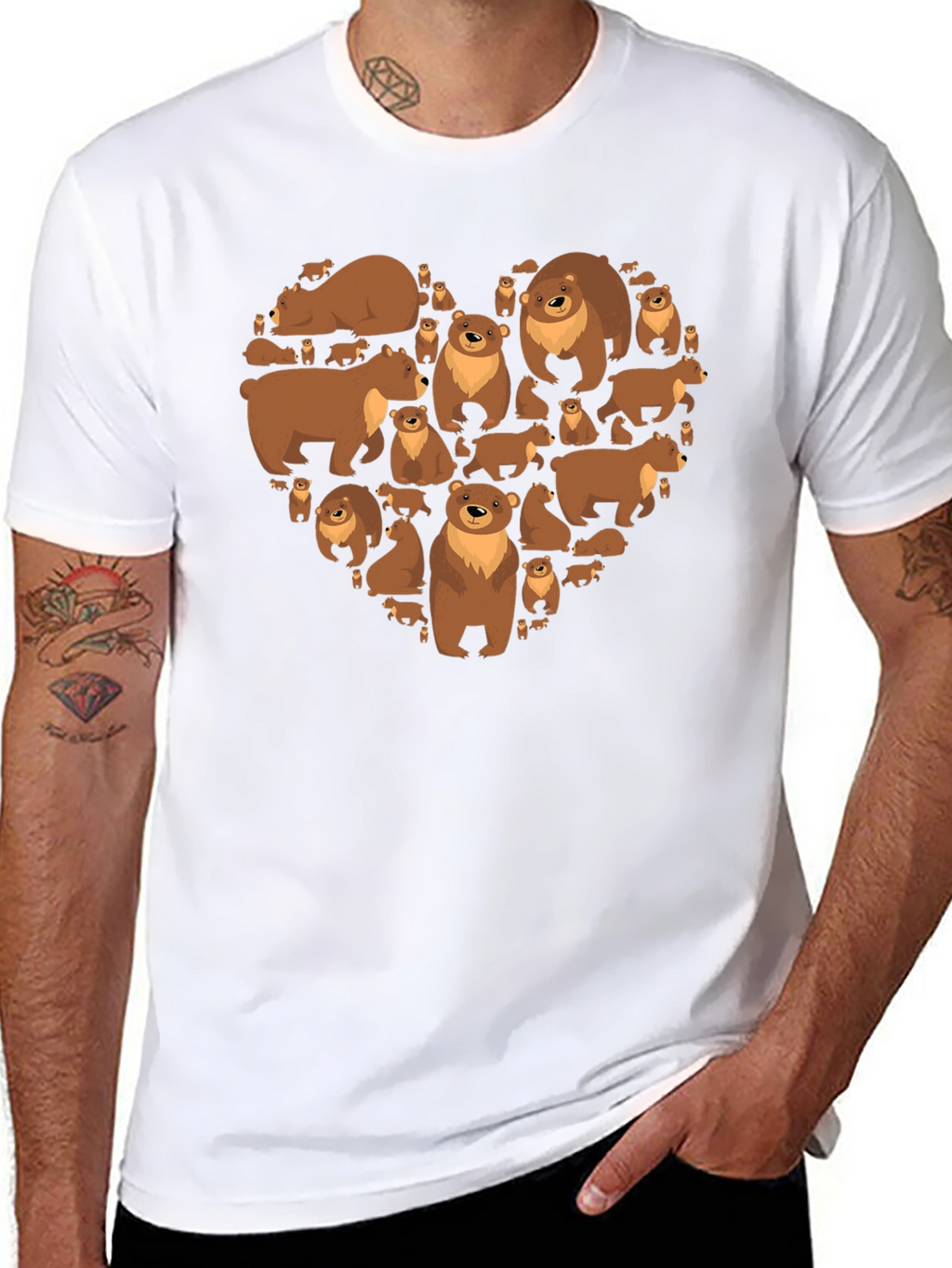 Bear Heart Graphic T-Shirt - Casual Black Tee