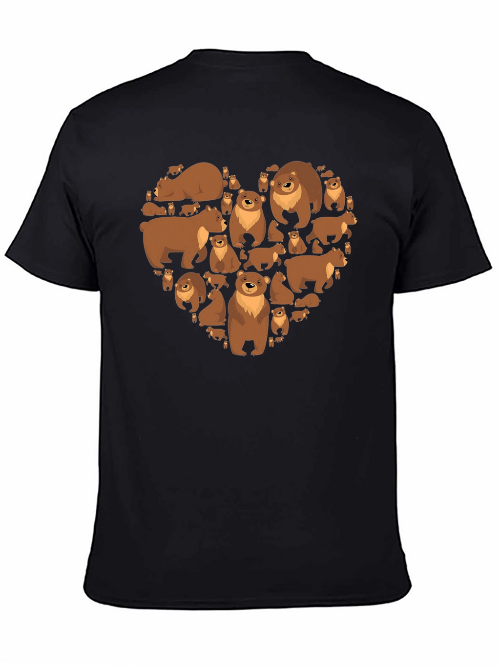 Bear Heart Graphic T-Shirt - Casual Black Tee