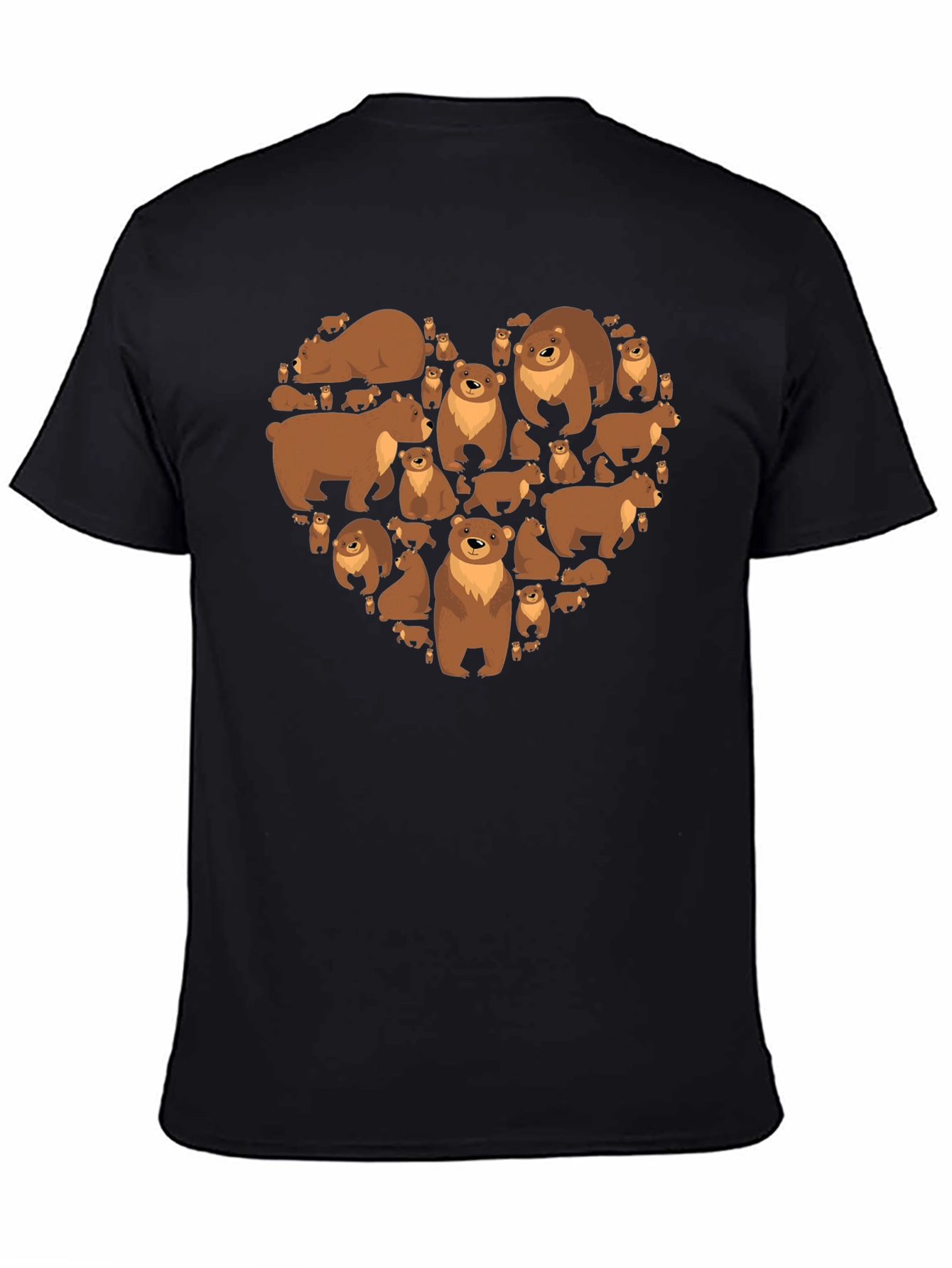 Bear Heart Graphic T-Shirt - Casual Black Tee