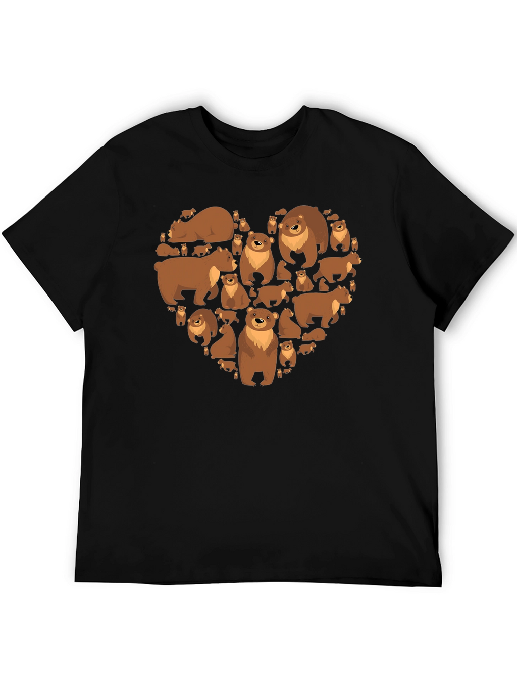 Bear Heart Graphic T-Shirt - Casual Black Tee