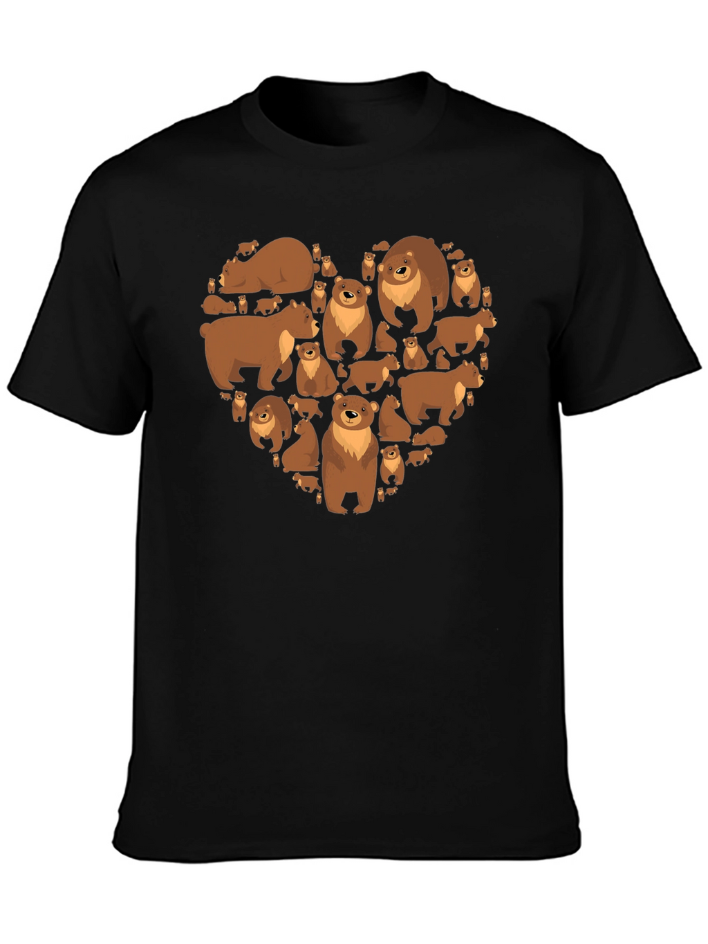 Bear Heart Graphic T-Shirt - Casual Black Tee