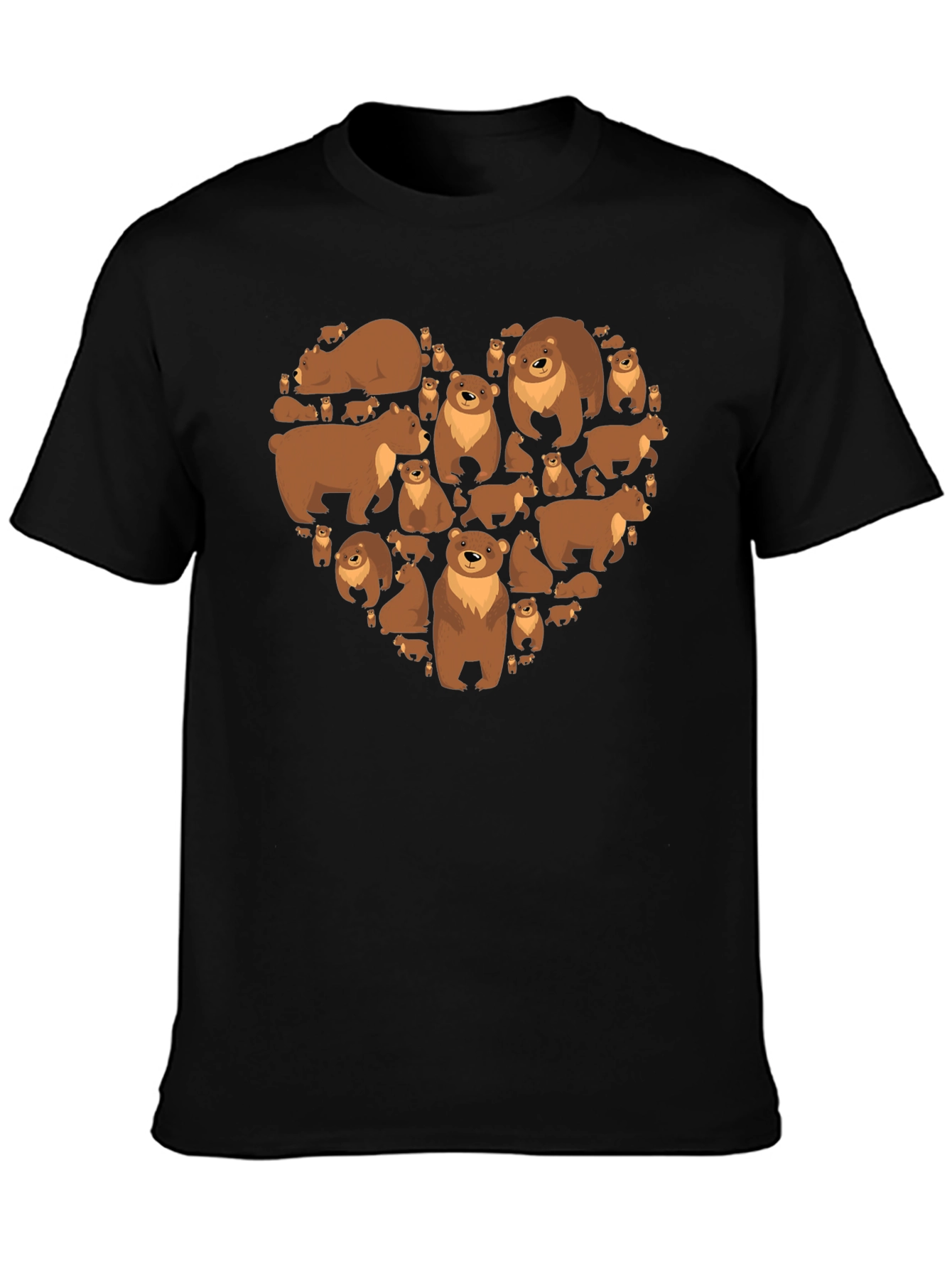 Bear Heart Graphic T-Shirt - Casual Black Tee