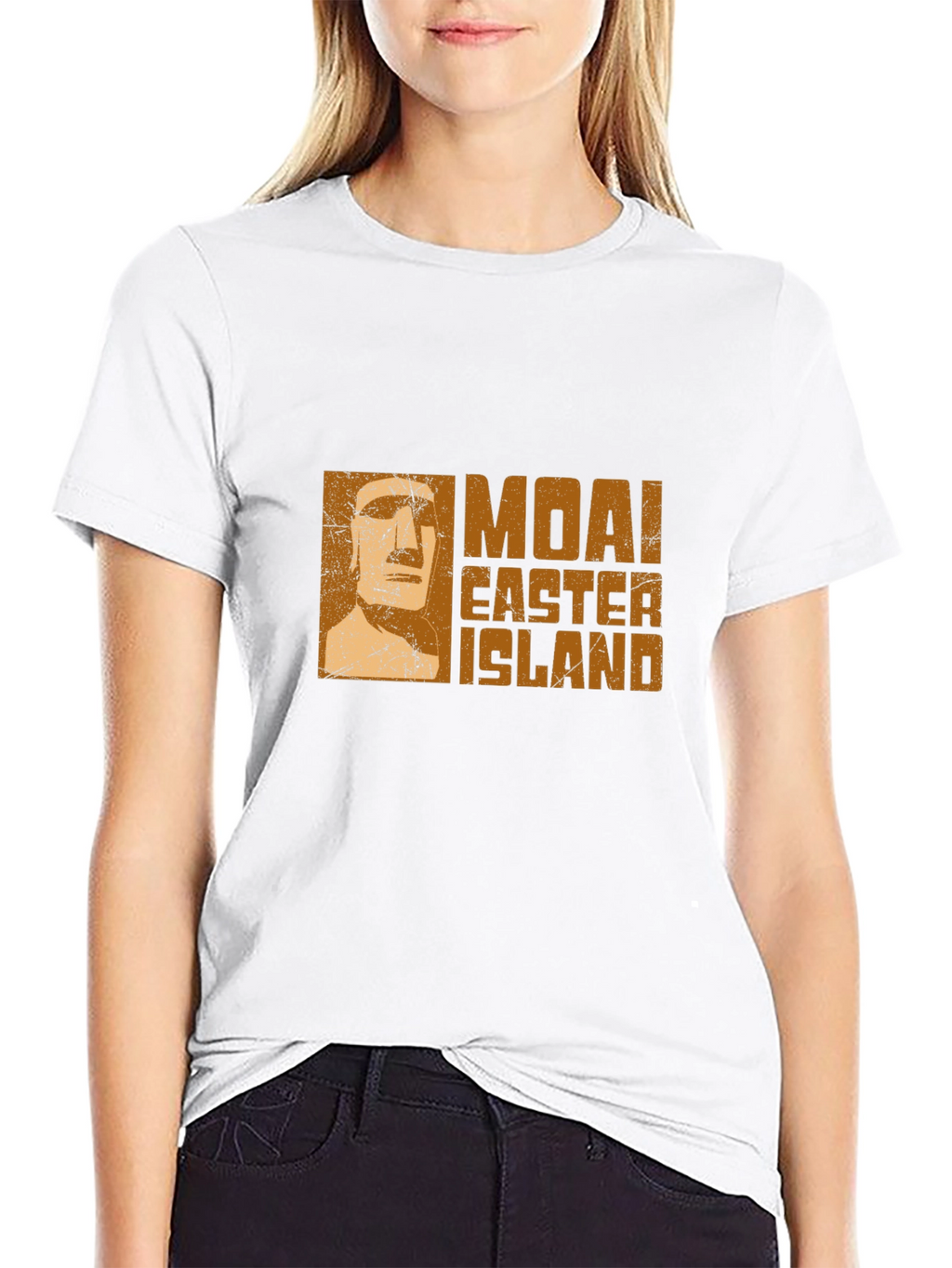 Moai Easter Island Graphic Tee - Black Cotton T-Shirt