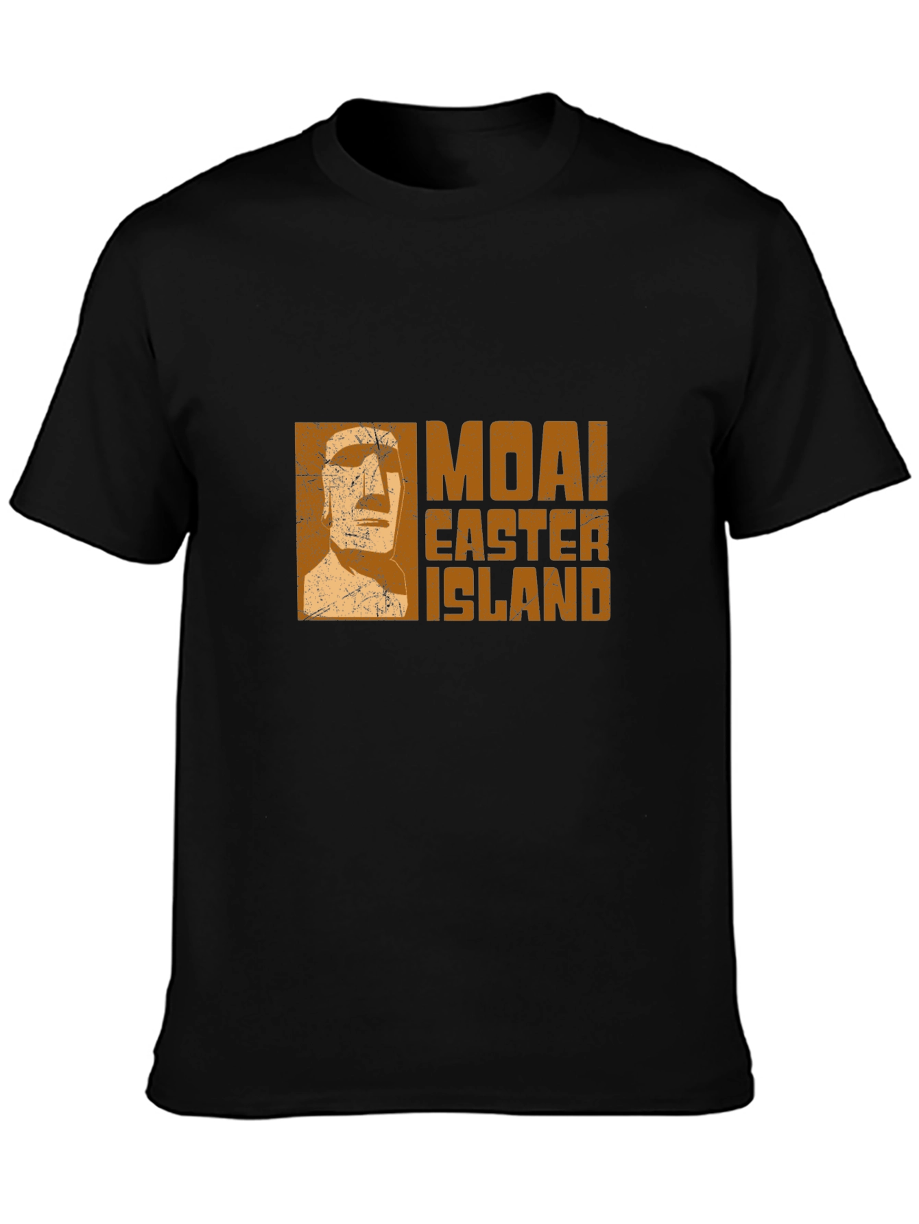 Moai Easter Island Graphic Tee - Black Cotton T-Shirt