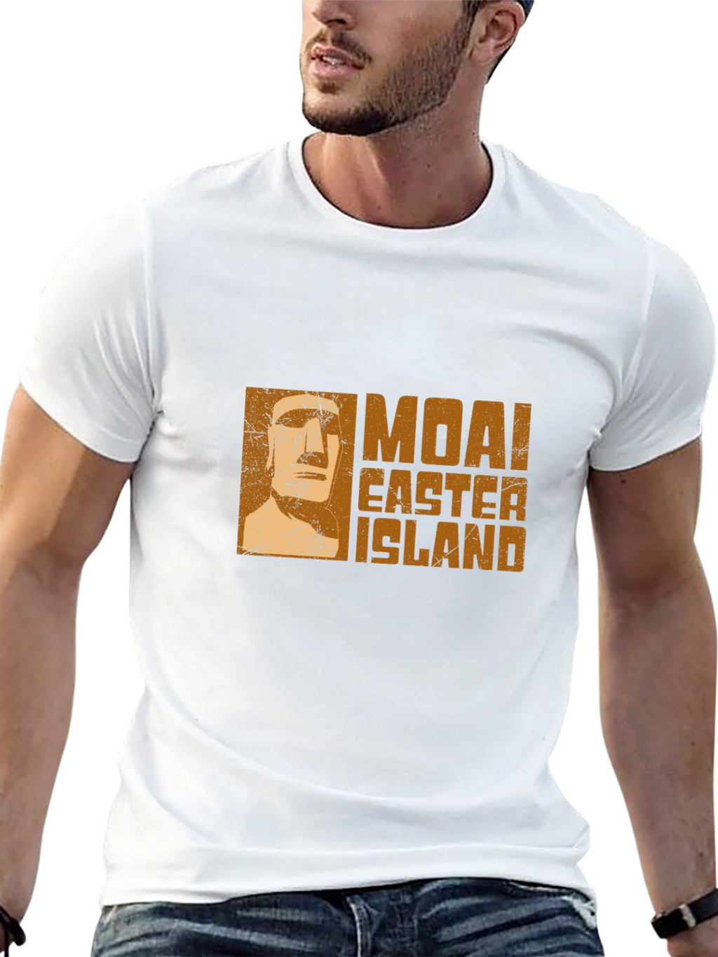 Moai Easter Island Graphic Tee - Black Cotton T-Shirt