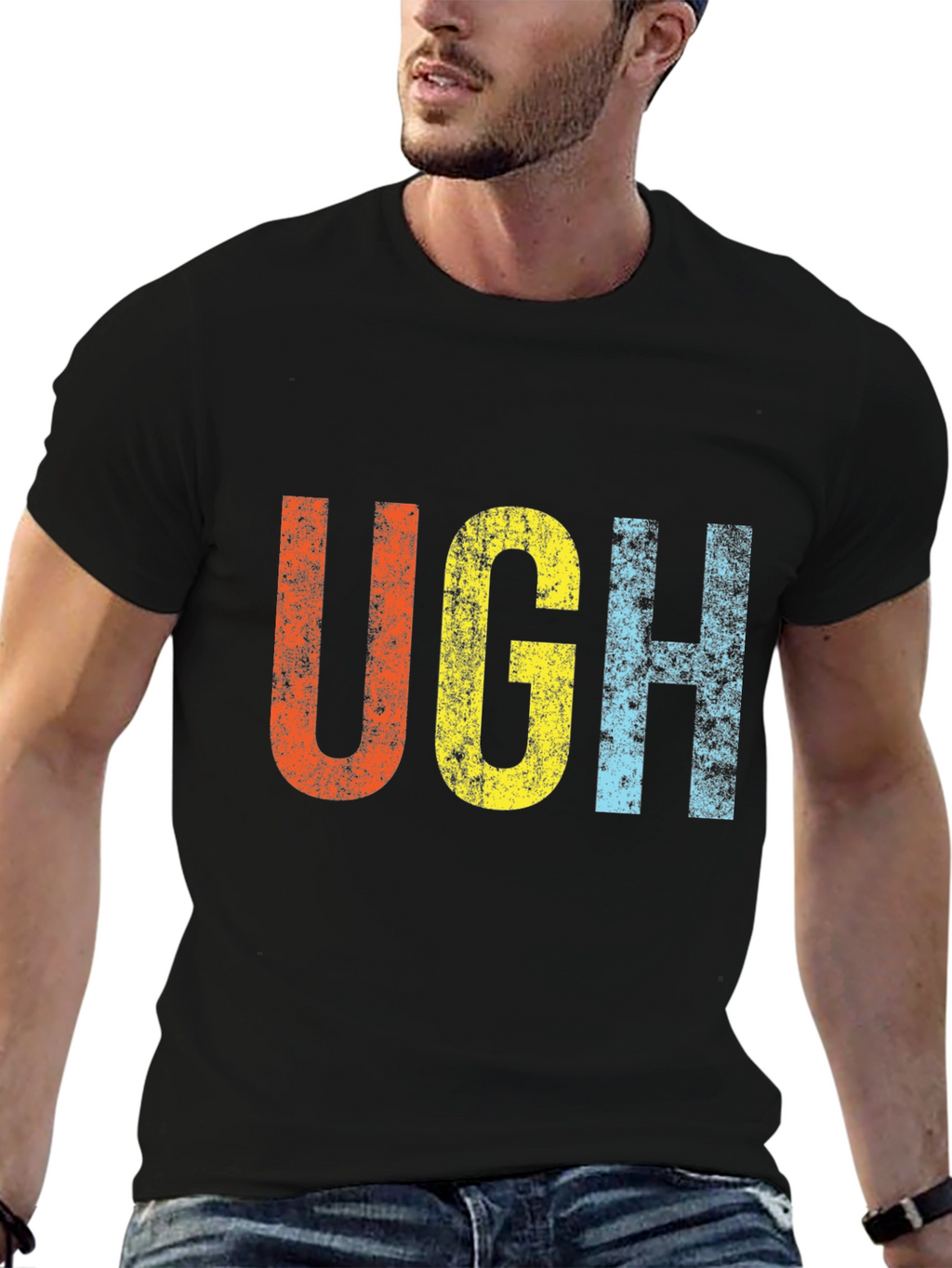 Retro UGH T-Shirt - Distressed Graphic Tee