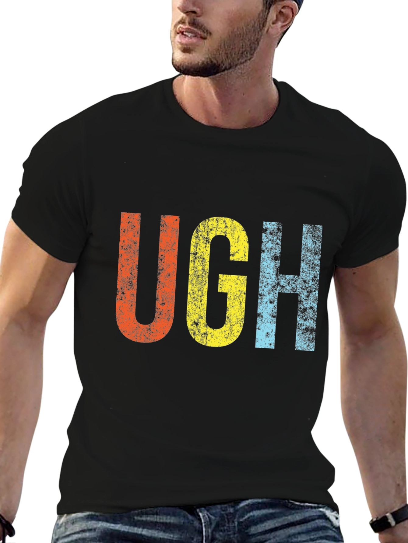 Retro UGH T-Shirt - Distressed Graphic Tee