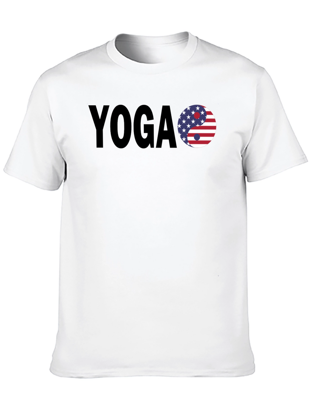 Yoga USA Flag Yin Yang Graphic Black T-Shirt
