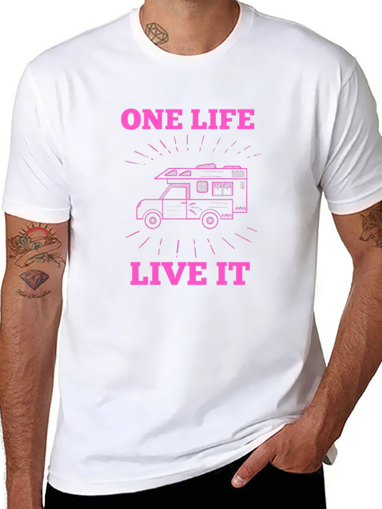 One Life Live It Pink RV Graphic Black T-Shirt
