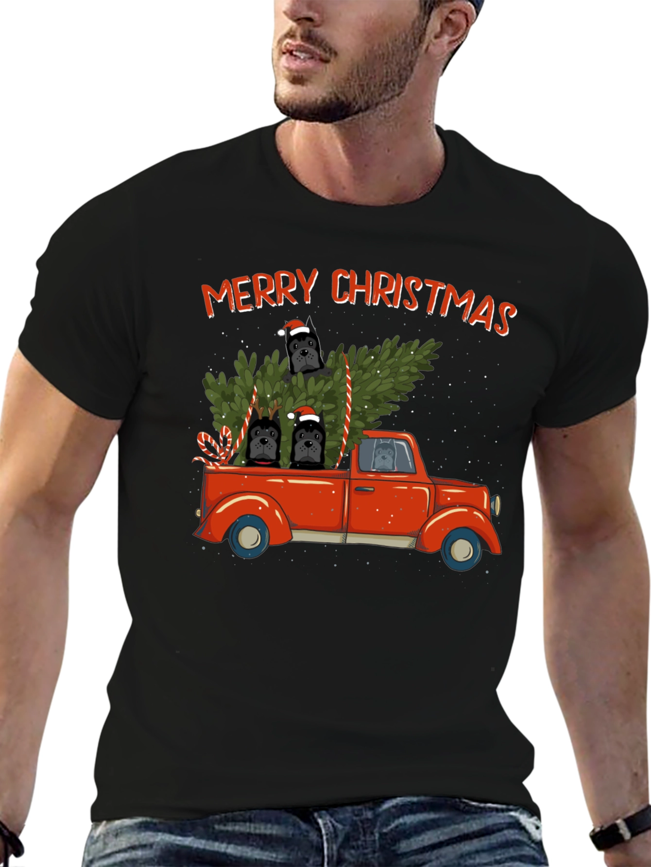 Merry Christmas Pug Truck T-Shirt