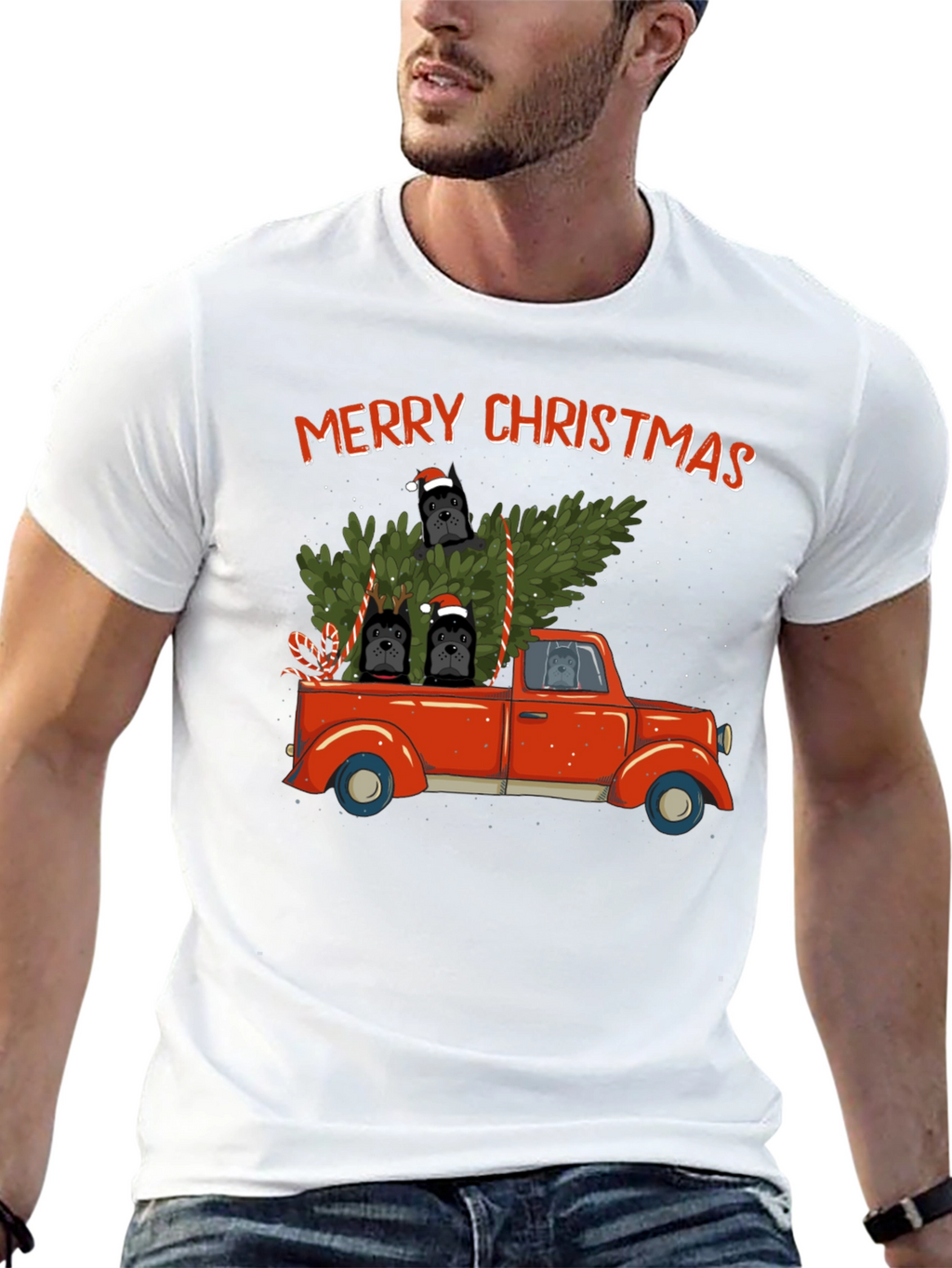 Merry Christmas Pug Truck T-Shirt