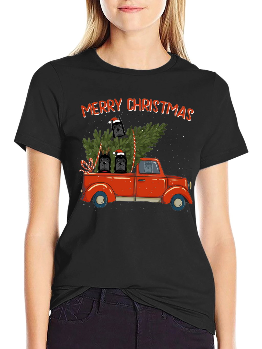 Merry Christmas Pug Truck T-Shirt