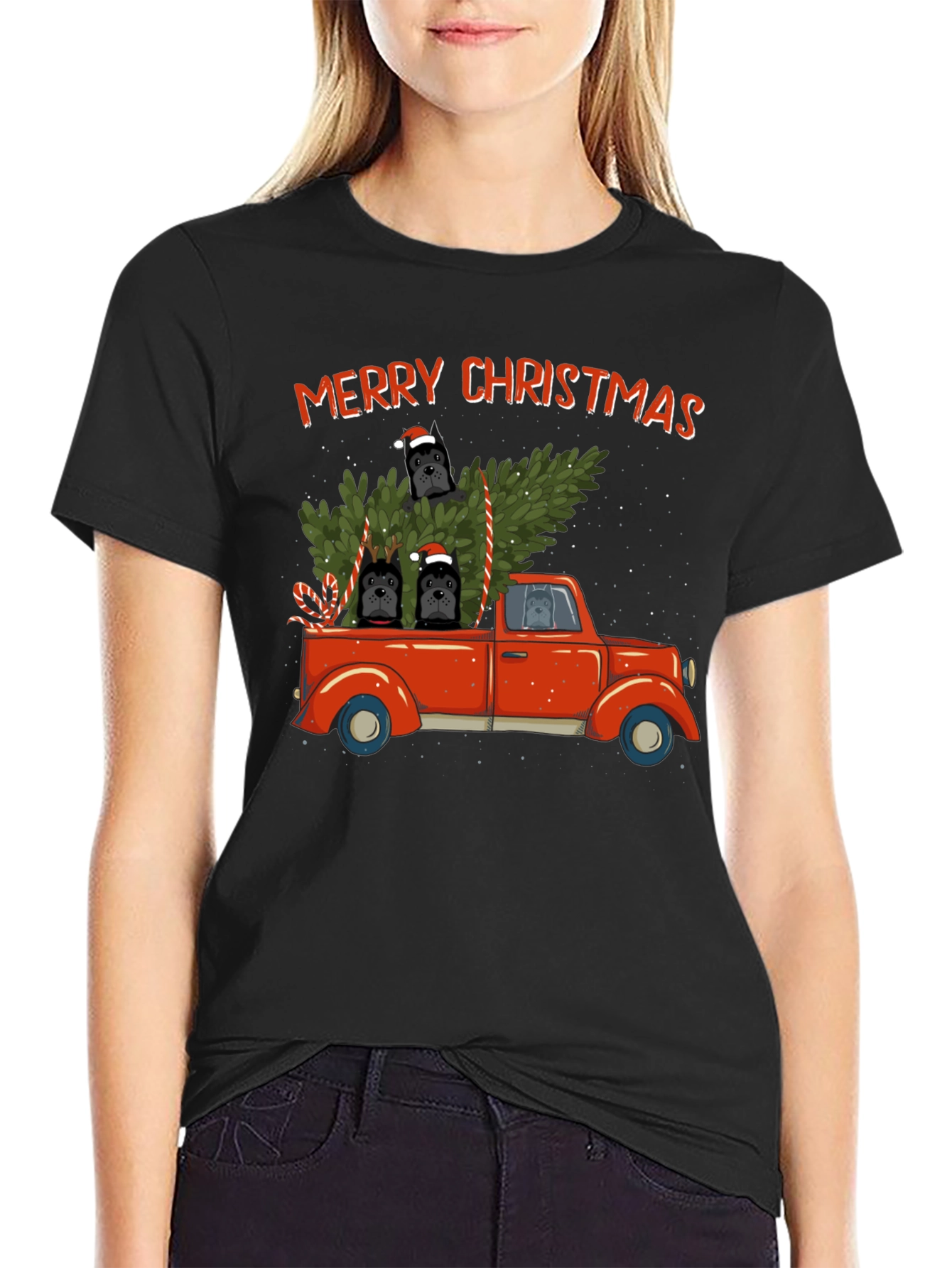 Merry Christmas Pug Truck T-Shirt