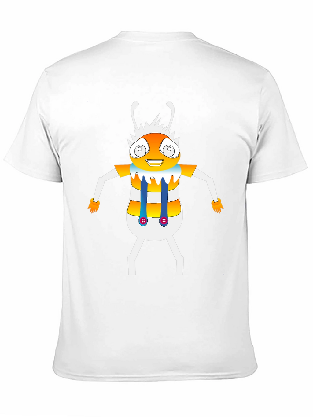 Cartoon Insect Graphic Tee - Black Crew Neck T-Shirt