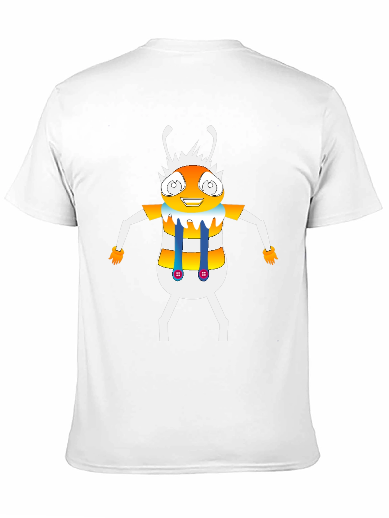Cartoon Insect Graphic Tee - Black Crew Neck T-Shirt