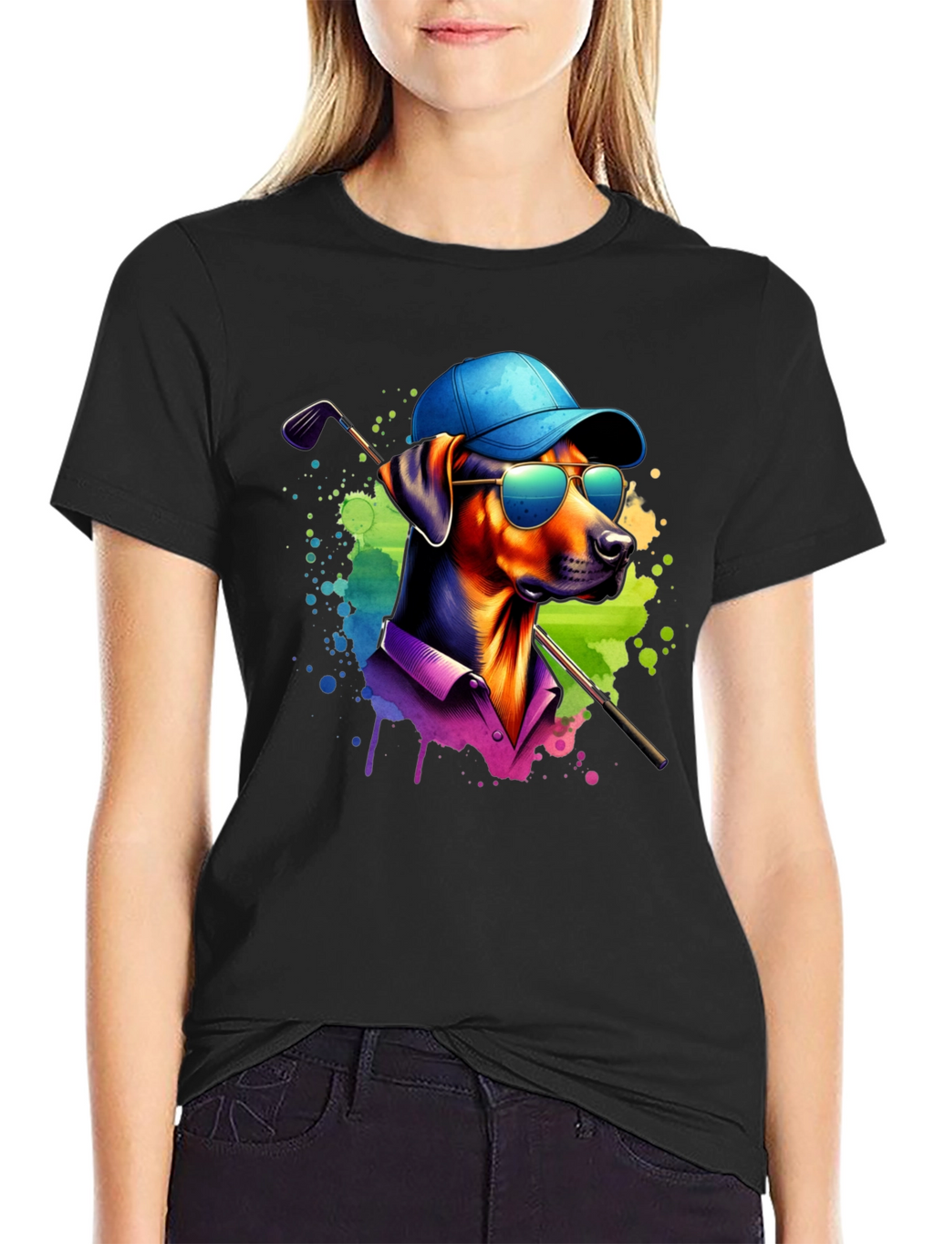 Dog Golfer Graphic Tee - Cool Canine Style