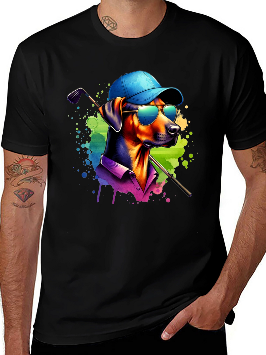 Dog Golfer Graphic Tee - Cool Canine Style