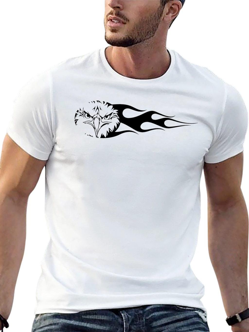 Black Eagle Fire Graphic Mens T-Shirt