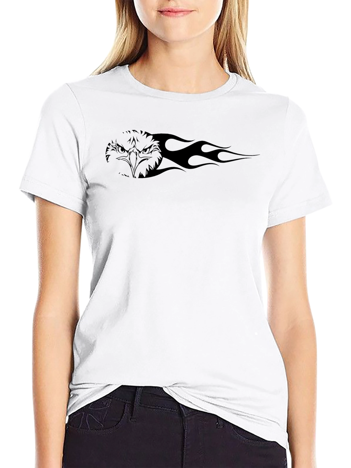 Black Eagle Fire Graphic Mens T-Shirt