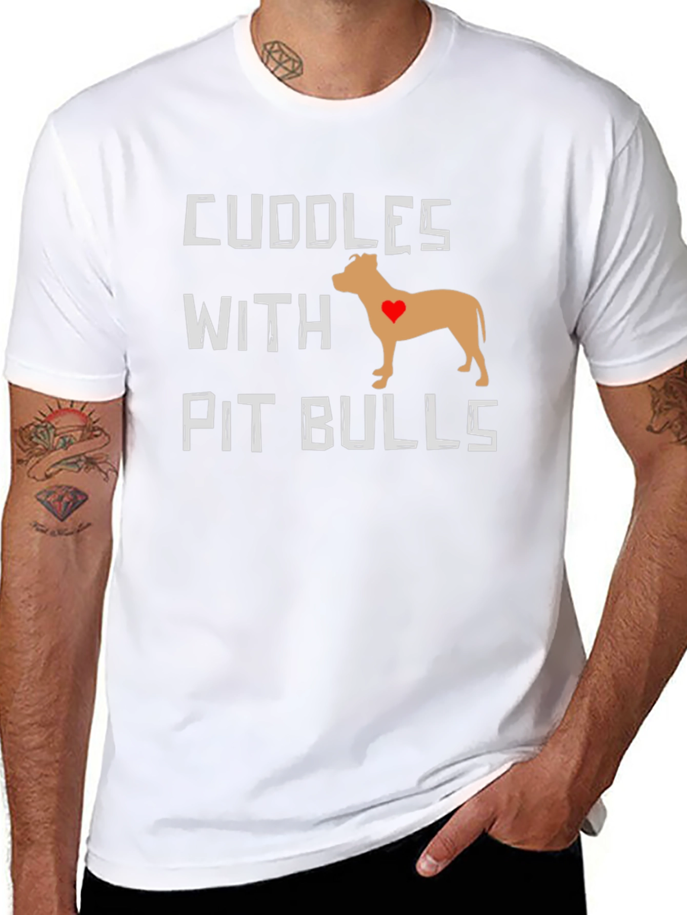Cuddles with Pit Bulls Graphic T-Shirt - Black
